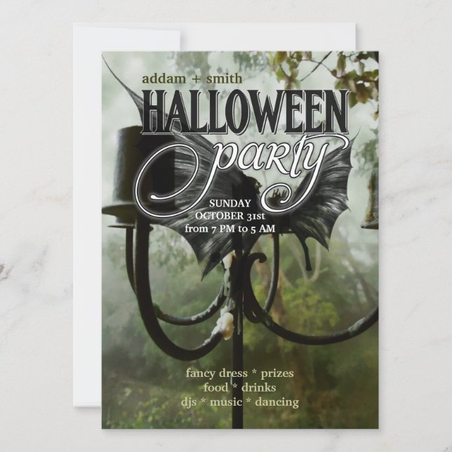 Cartes de fête d'Halloween Forêt d'ailes de chauve (Devant)