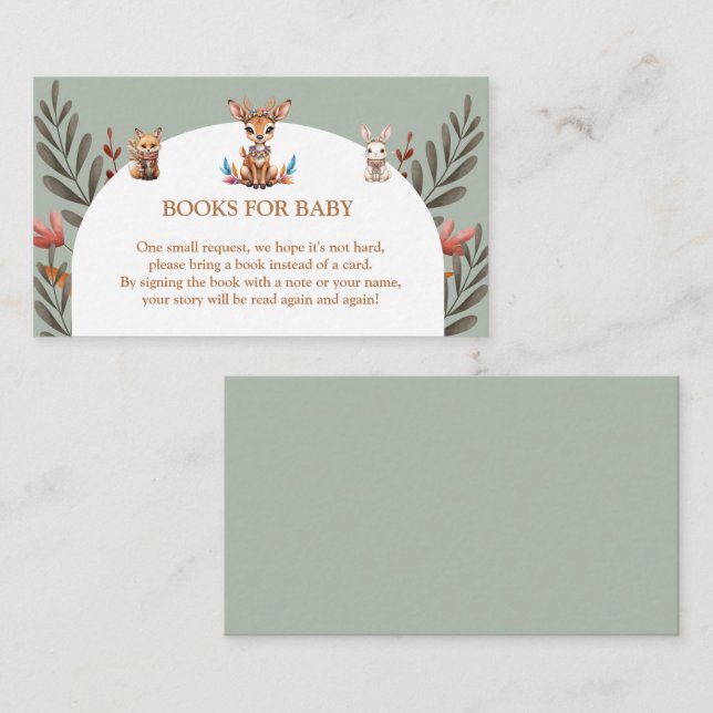 Cartes de fête prénatale Boho Animaux de la Forêt  (Devant / Derrière)