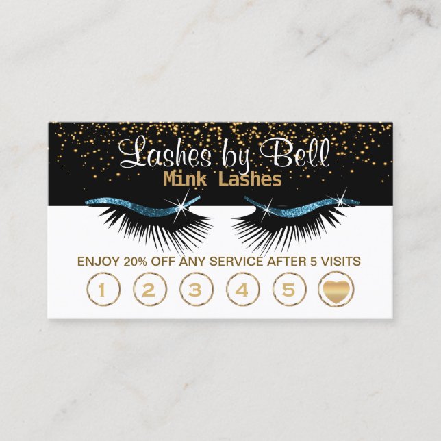 Cartes de fidélité Blue Lashes sur Black & White (Devant)
