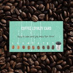 Cartes de fidélité café Vintage vert bois<br><div class="desc">Cartes de fidélité vintage Arrière - plan en bois vert.</div>