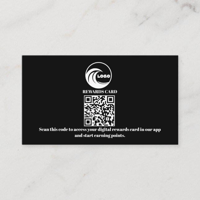 Cartes de Fidélité Code QR Virtuel Logo Entreprise (Devant)