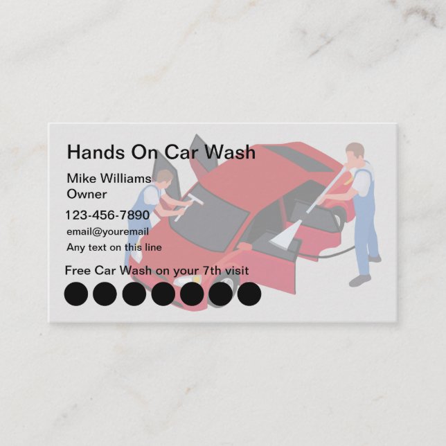 Cartes de fidélité de clientèle de lavage de voitu (Devant)
