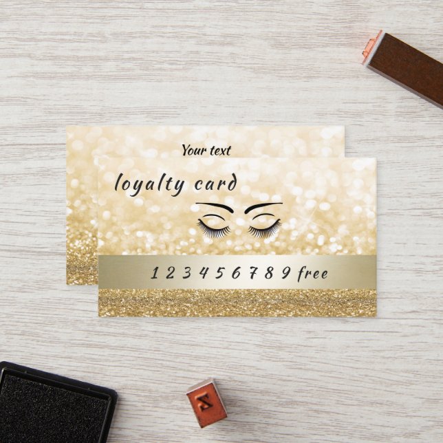 Cartes de fidélité de luxe cils et sourcils (Devant/Arrière en situation)