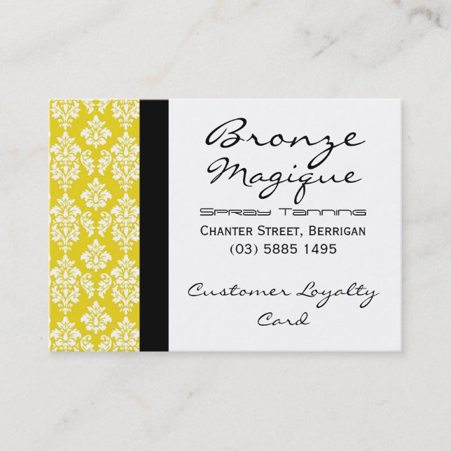 Cartes de fidélité des clients Yellow Damask Busin (Devant)