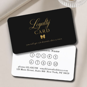 Cartes de Fidélité Élégantes Ruban Doré Noir 10