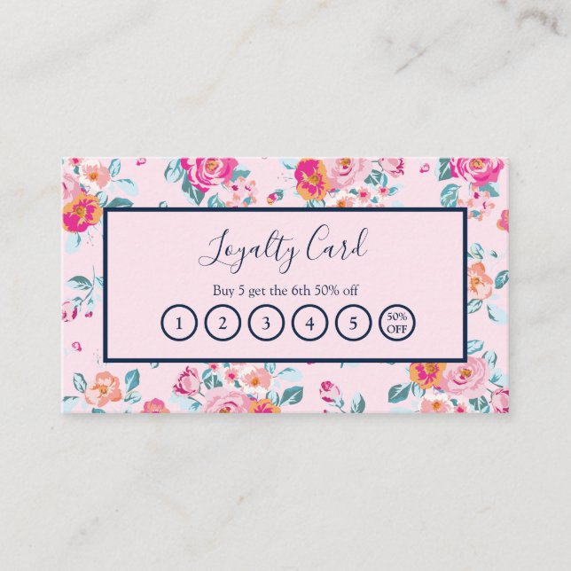 Cartes de fidélité Fleurs de roses roses sur fond  (Devant)