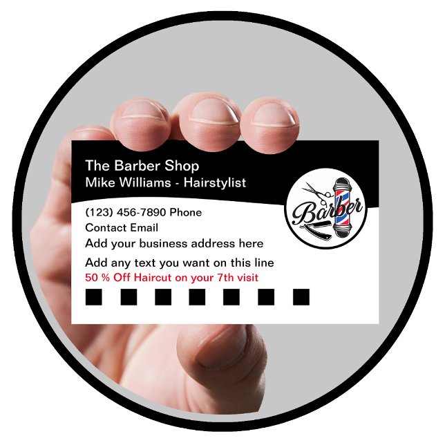 Cartes de fidélité pour client de barbier coiffeur (Créateur téléchargé)
