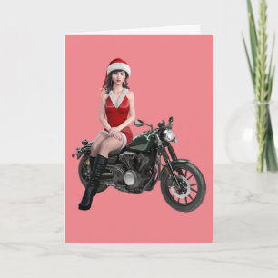 CARTES DE FILLE MOTOCYCLISTE DE NOËL