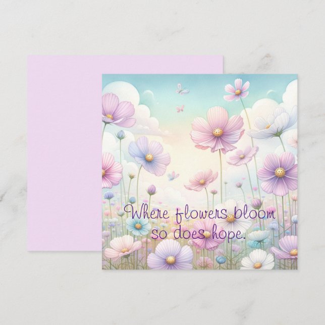 Cartes de fleurs de Cosmos & citation (Devant / Derrière)