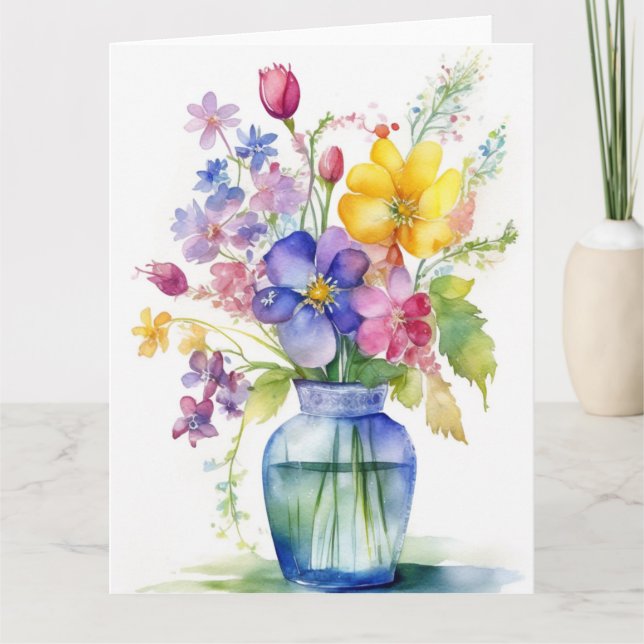 Cartes de fleurs printanières colorées (Devant)