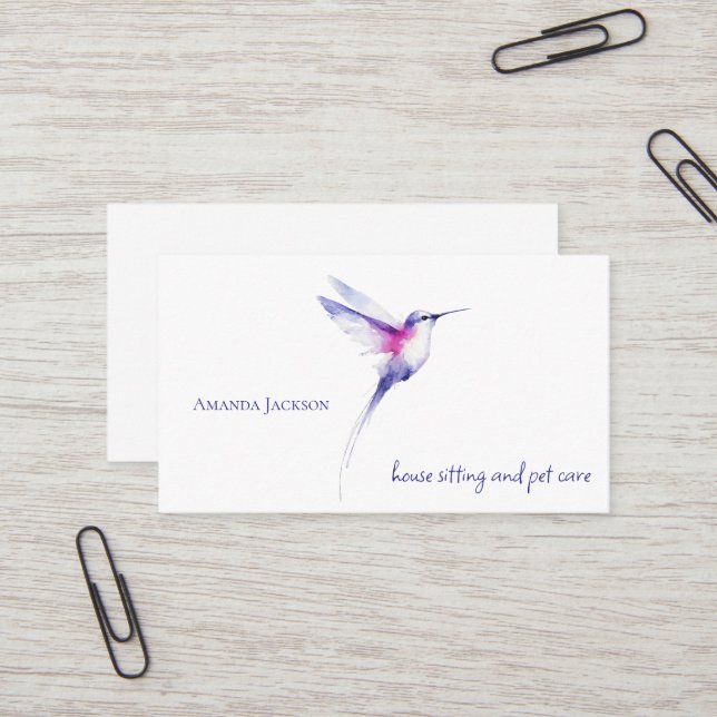 Cartes de garde de maison et d'animaux Colibri (Devant/Arrière en situation)