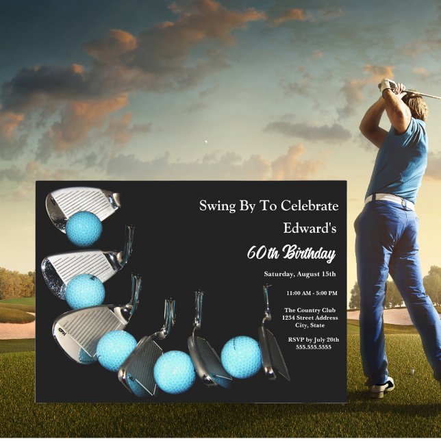 Cartes de golf et ballons abstraits pour anniversa (Créateur téléchargé)
