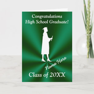 Cartes de graduation personnalisables Green et Whi