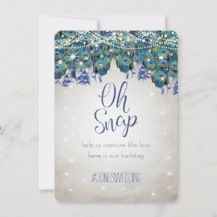 Cartes de hashtag de mariage Peacock Blue Silver O