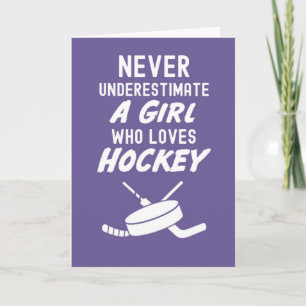 Cartes de hockey rose mignonnes pour filles pour e