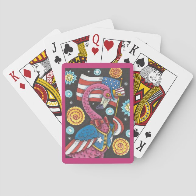 CARTES DE JEU 4 JUILLET FLAMANT ROSE ROSE (dos)