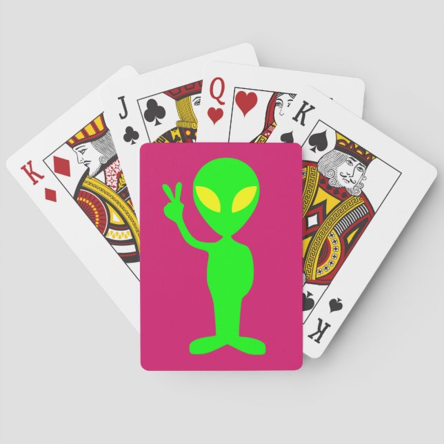 CARTES DE JEU ALIEN VERT PAIX (dos)