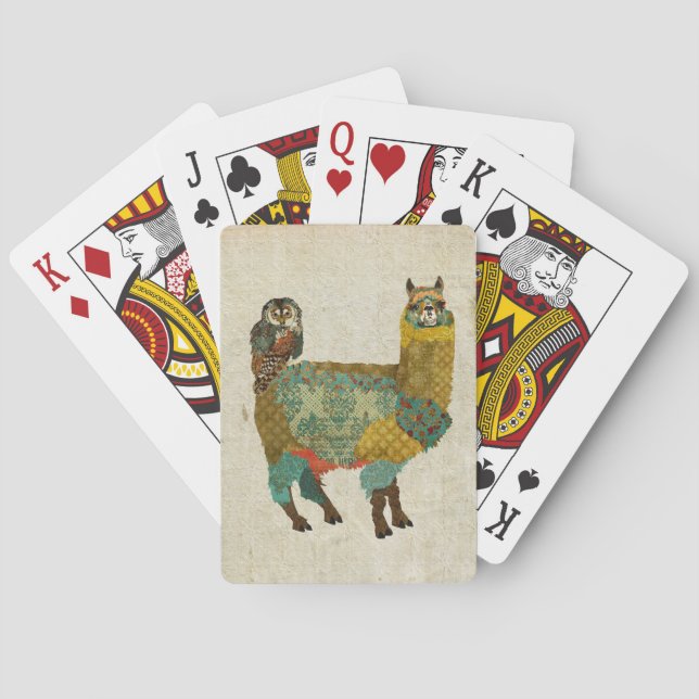 Cartes de jeu Alpaca doré & Hibou sarcelle (dos)