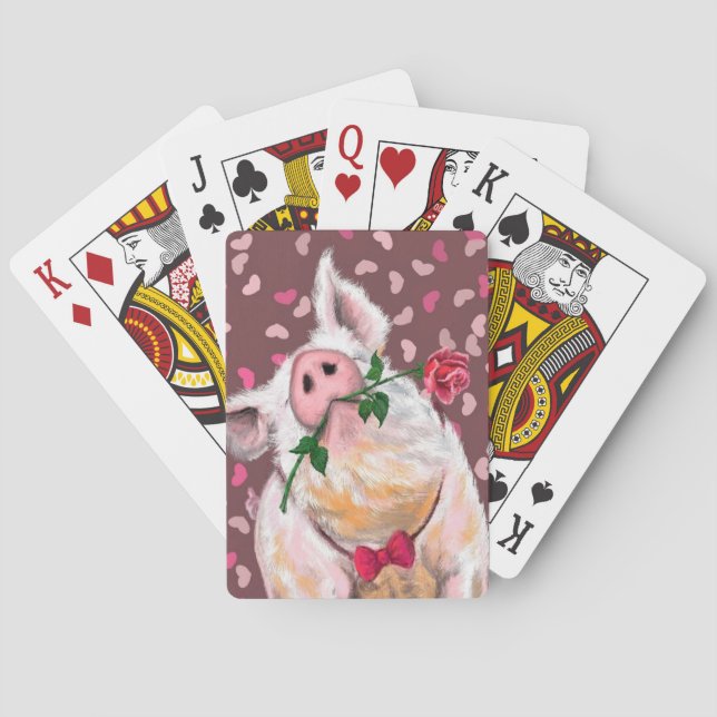 Cartes de jeu amusantes avec un cochon de Gentlema (dos)