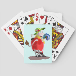 Cartes de jeu amusantes avec vache moderne