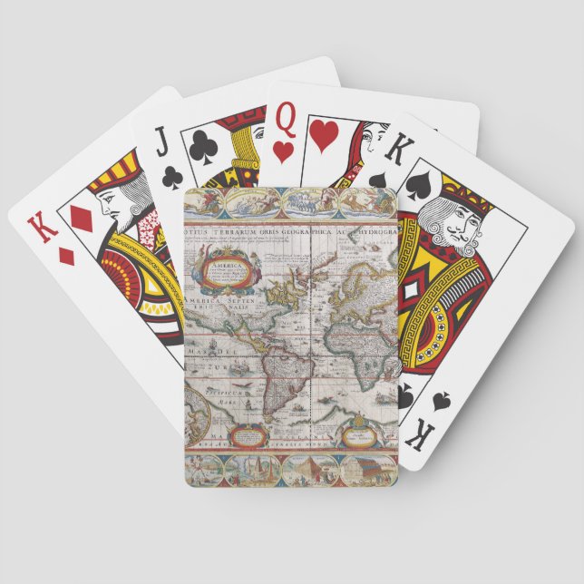 Cartes de jeu antiques de carte du monde (dos)