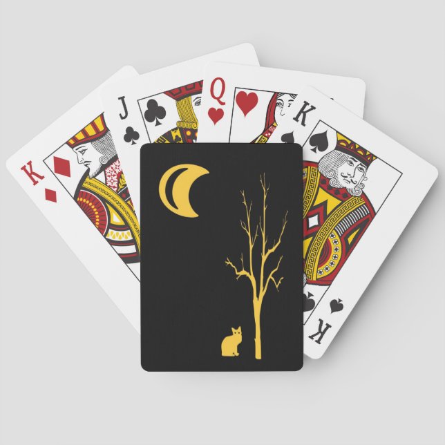 Cartes de jeu Arbre, Chat et Lune (dos)