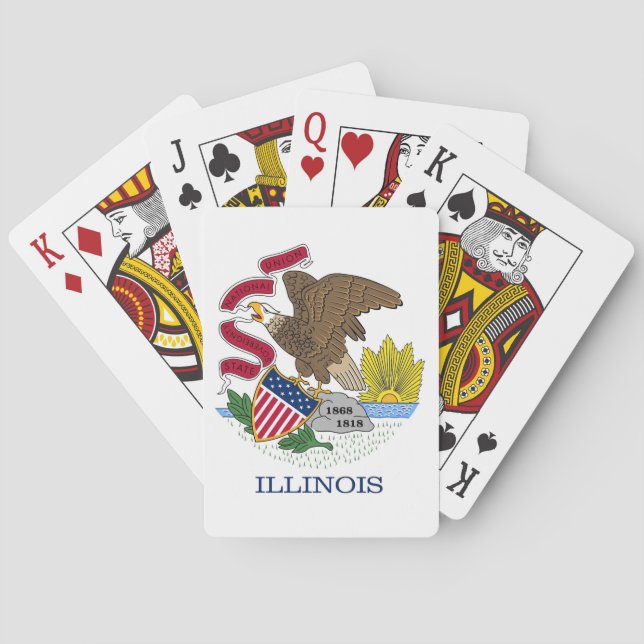 Cartes de jeu avec Drapeau de l'Illinois (dos)