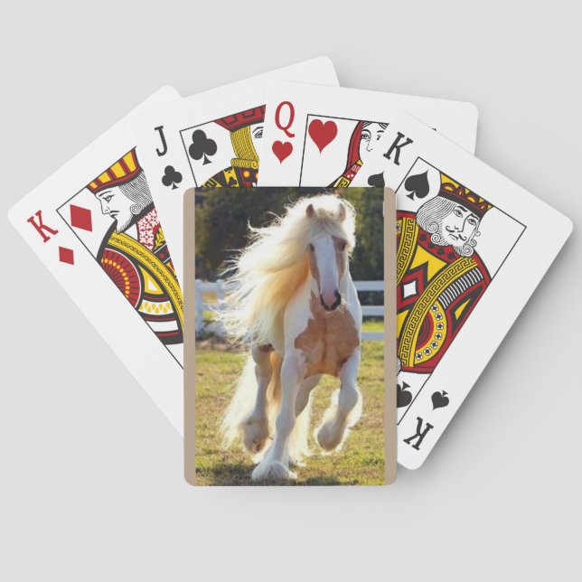 cartes de jeu avec le long cheval maned (dos)