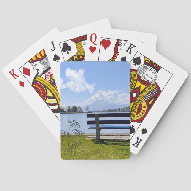 Cartes de jeu avec motif de mer et de banque (dos)
