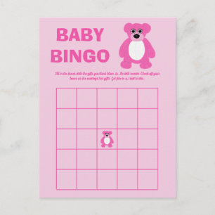 Cartes de jeu Baby shower Bingo Pink Teddy
