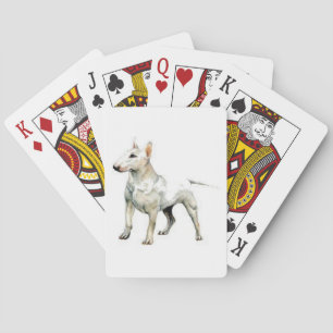 Cartes de jeu blanches de chien de bull-terrier