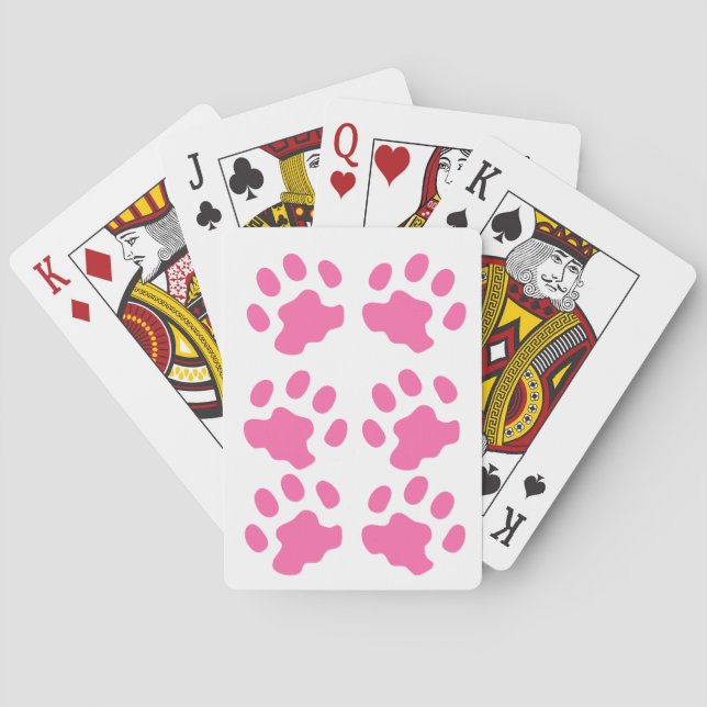 Cartes de jeu blanches de pattes roses (dos)
