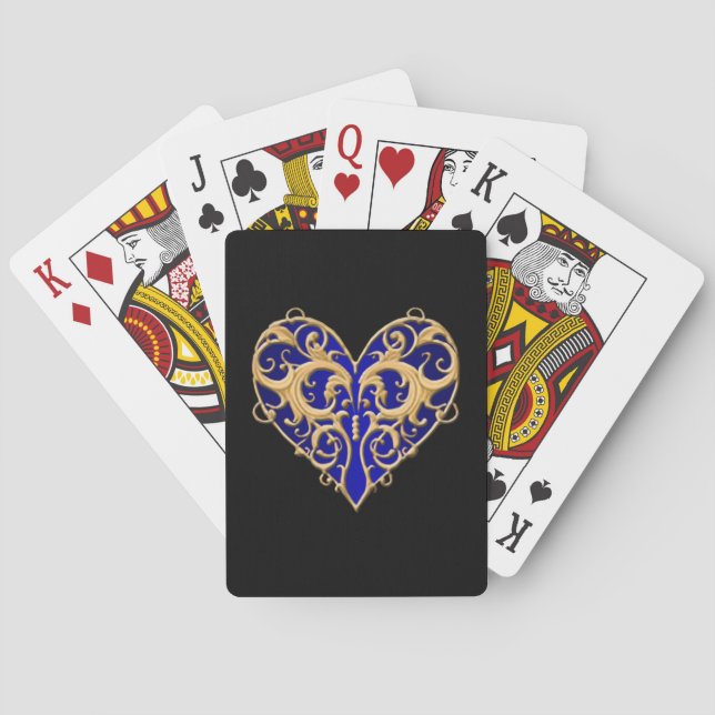 Cartes de jeu Blue Filigree Heart (dos)