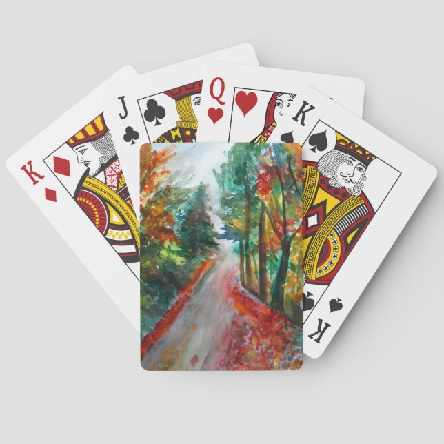 Cartes de Jeu Classique Paysage Automne Aquarelle (dos)