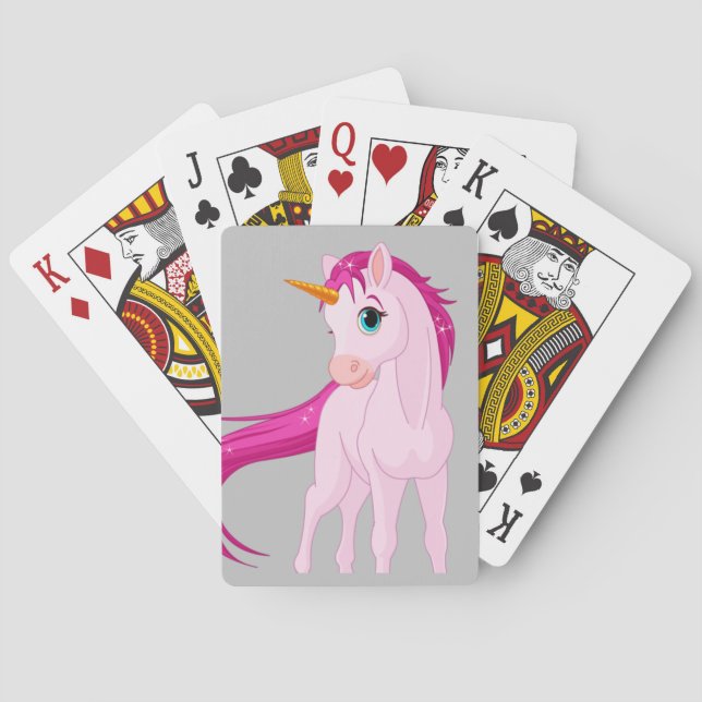 Cartes de Jeu Classique Unicorne Rose (dos)