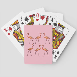 Cartes de jeu classiques d'art rose de Flamants
