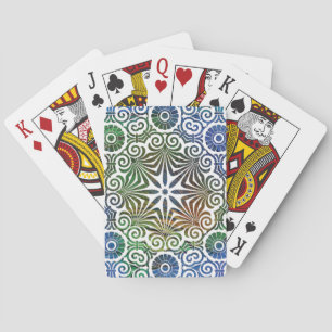Cartes de jeu classiques Mandala bleu et vert