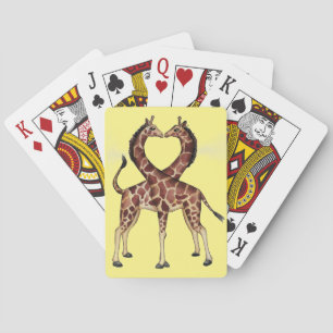 Cartes de jeu d'amour de girafe