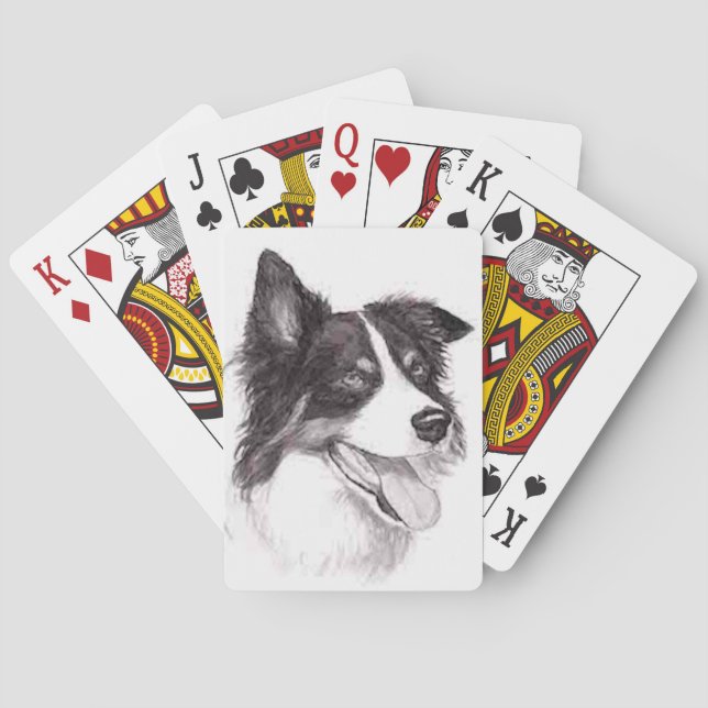 Cartes de jeu d'art de chien de border collie (dos)