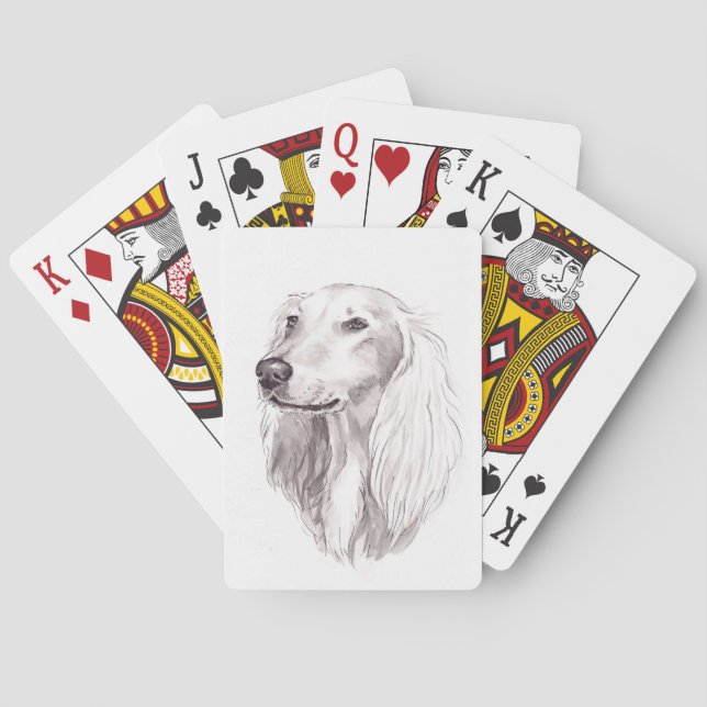 Cartes de jeu d'art de chien de Saluki Sighthound (dos)