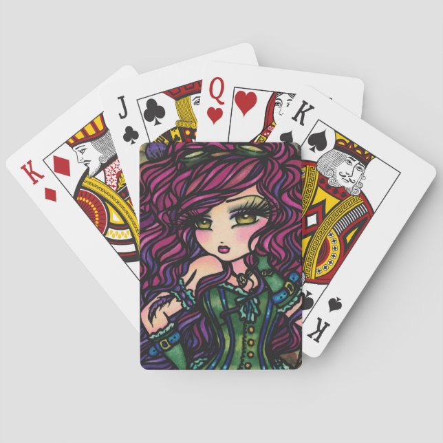 Cartes de jeu d'art de fille de lunettes de plume (dos)