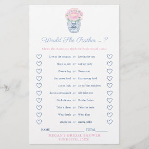 Cartes de jeu de Baby Shower 'Pivoines Préférerait
