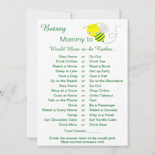 Cartes de jeu de baby shower « Would Mom Rather »