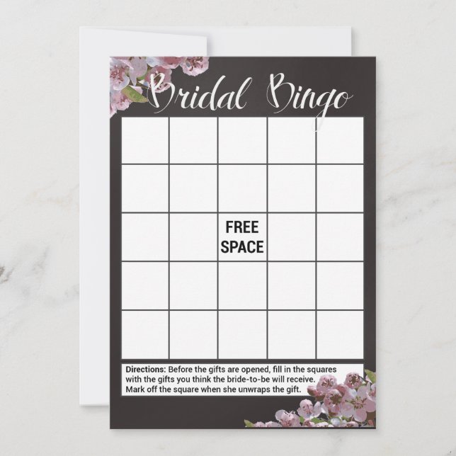 Cartes de jeu de bingo pour shower de mariage flor (Devant)