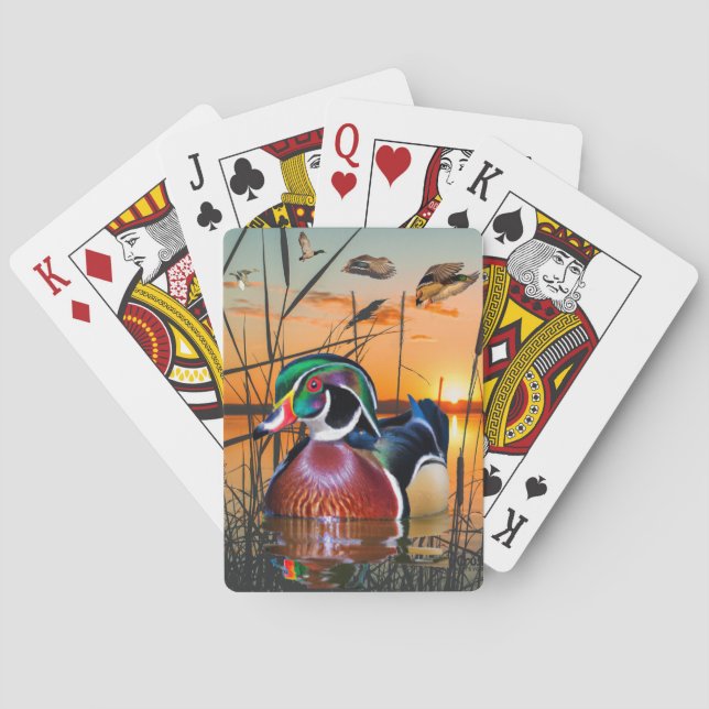 Cartes De Jeu De Canard De Bois, Mallard Volant (dos)