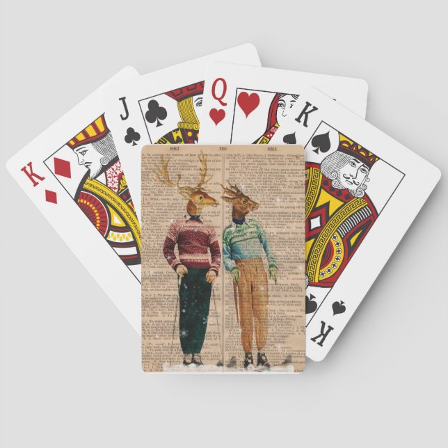 Cartes de jeu de Cerfs de Ski vintage (dos)
