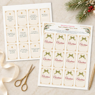 Cartes de jeu de charades de Noël pour famille