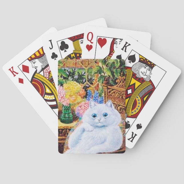Cartes de jeu de chat de Louis Wain, chat blanc (dos)