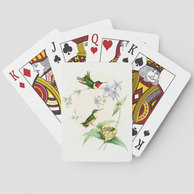 Cartes de jeu de colibris et de fleurs (dos)