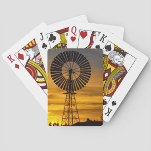 Cartes de jeu de coucher du soleil de moulin à